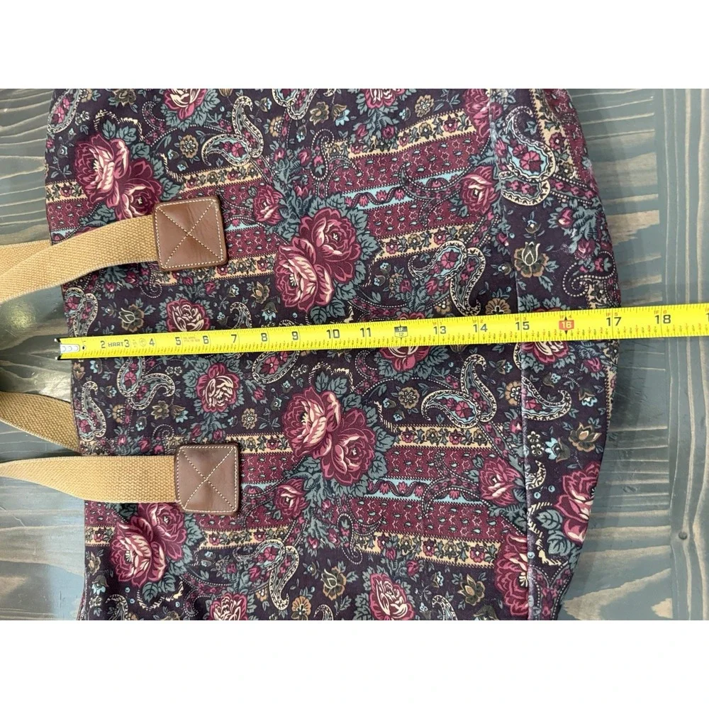 VTG Laura Ashley Large Dark Floral Cotton Canvas Duffle Overnight Tote‎ Bag -USA